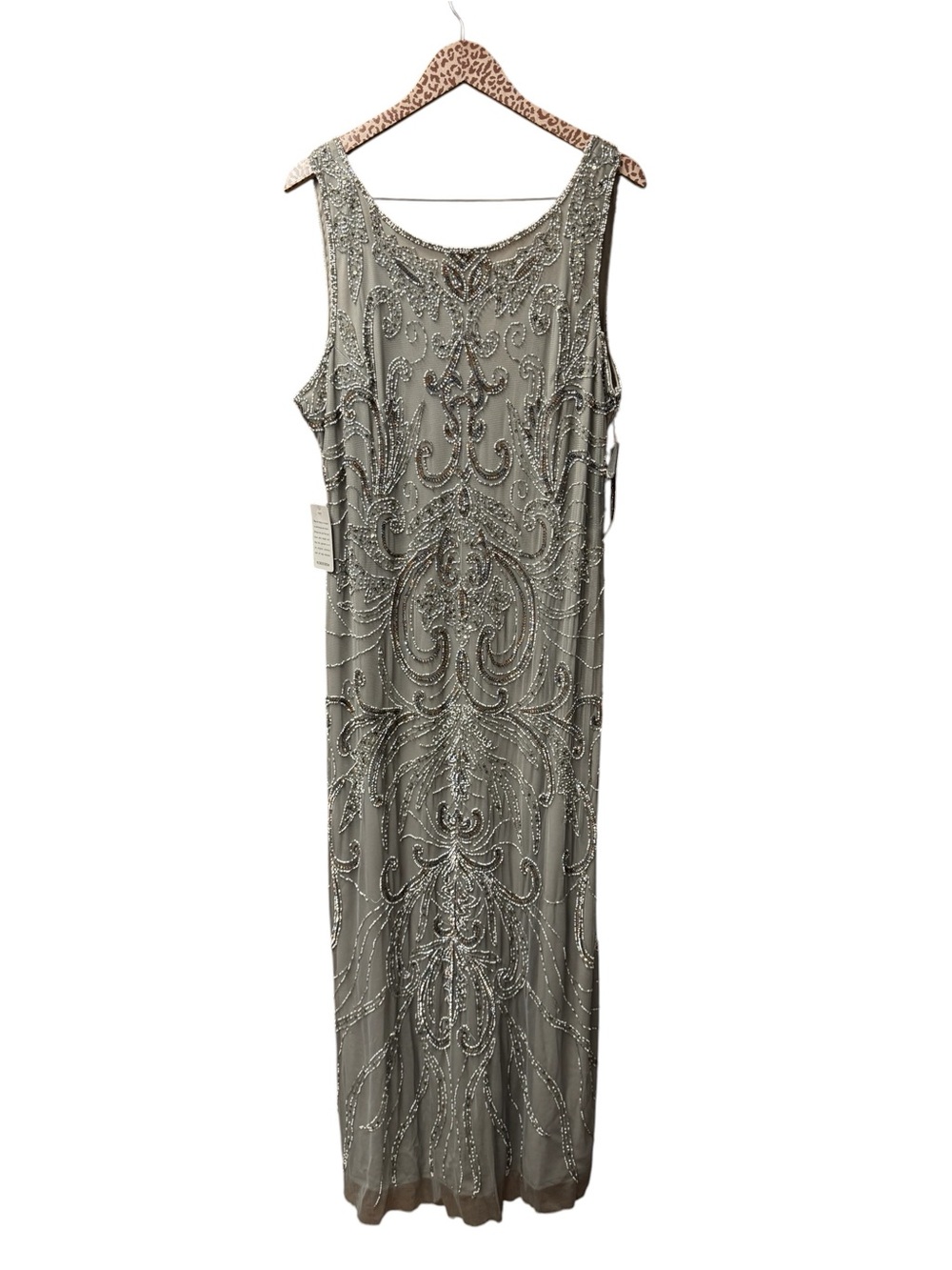 Pisarro Nights Sleeveless Beaded Embellished Long Maxi Dress Gown Sage 14 NEW